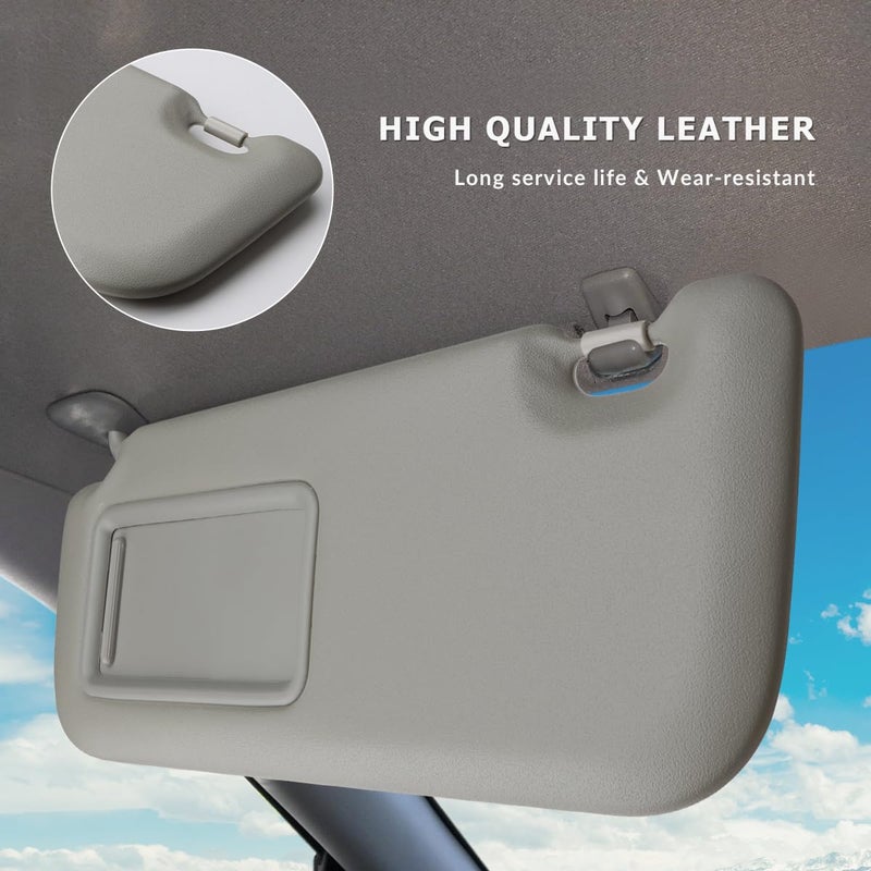 INTGET Driver Side Sun Visor for Toyota Corolla 2007 2008 2009 2010 2011 2012 2013 Accessories Leather Car Sun Protection Visors Replacement with Mirror(Beige-Driver Side) - Image 4
